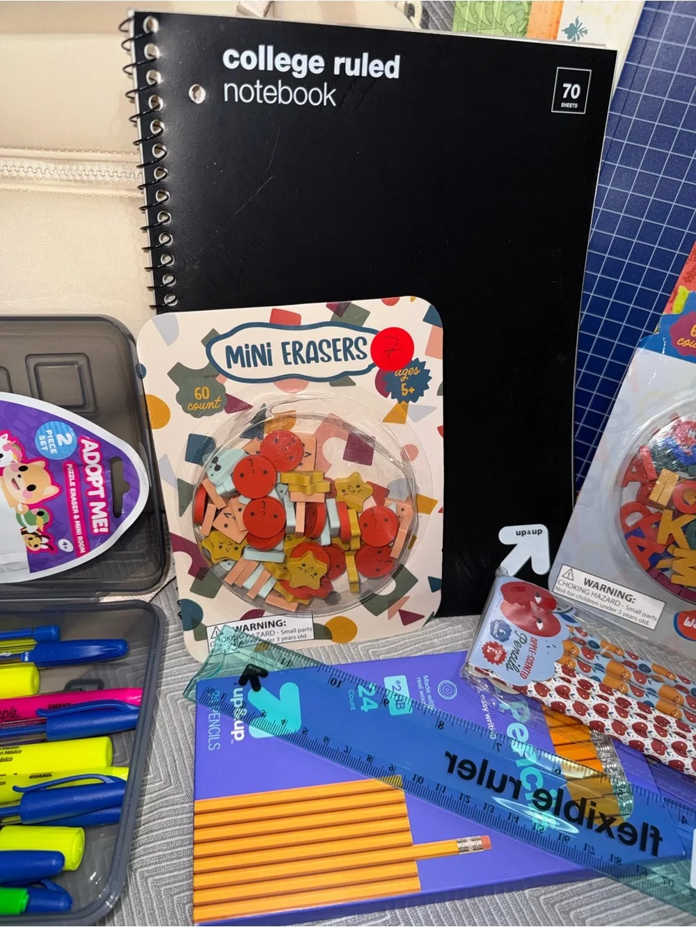 all in motion Cream Backpack with school supplies - Ready For back to school.